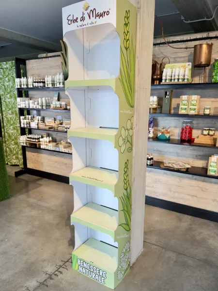 Espositore da terra Nature, in cartone per Integratore, cosmetici, tisane, ecc